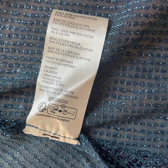 FREE PEOPLE Sequin Shirtee Varsity Navy Top Blouse Semi Sheer Boho Revolve - Picture 8 of 15